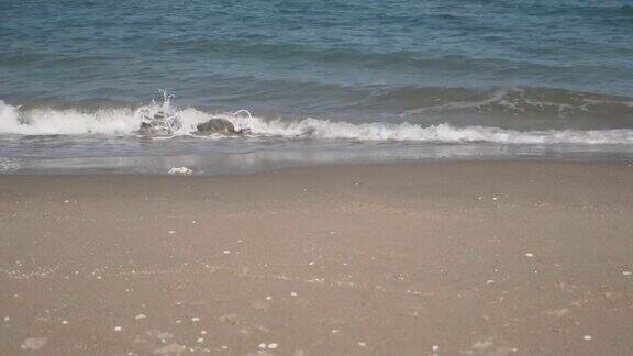 芭堤雅海滩白色的沙子和透明的海浪
