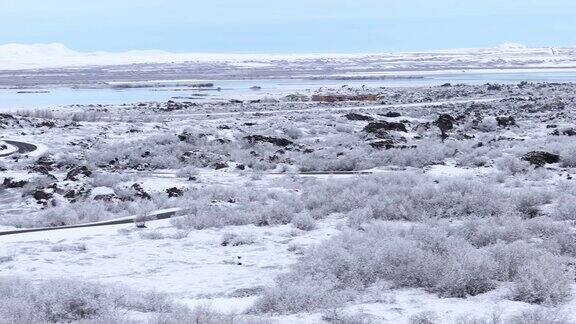 冰岛DimmuborgirLakeMyvatn冬季景观