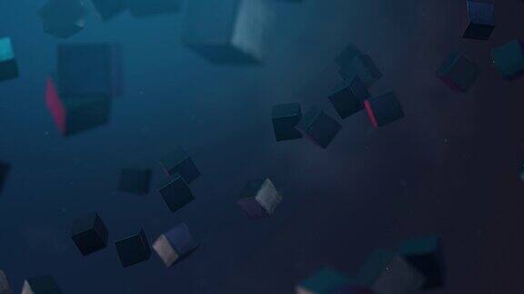 黑色金属立方体飞抽象的3d动画