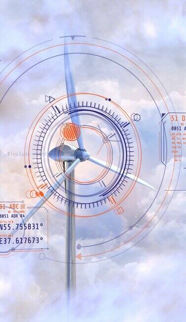 白云中的风力发电厂3D渲染