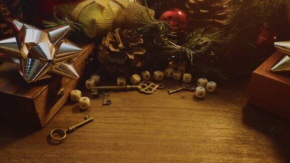 圣诞装饰木桌上为节日内容