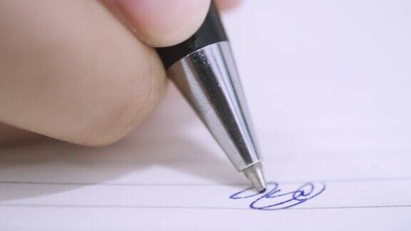 用钢笔在笔记本上写字的特写