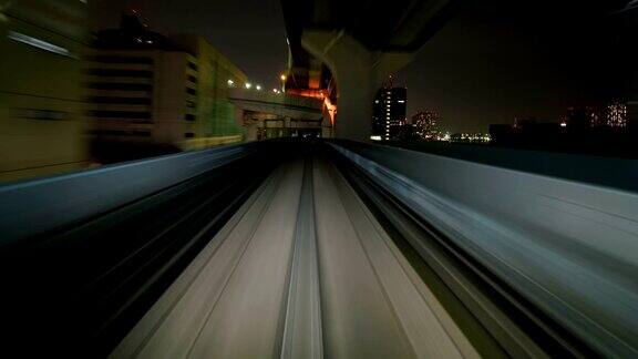 4K东京列车延时日本东京台场的单轨列车运输