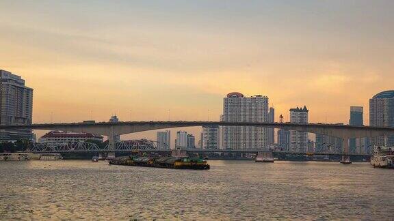 4K时间推移:曼谷的桥梁和摩天大楼