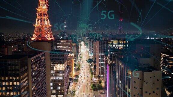 未来5G效应智慧城市运动效果5G移动技术