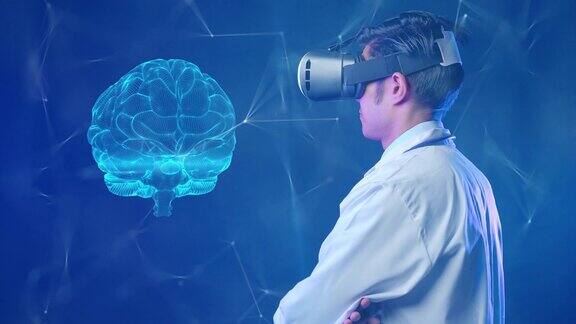 科学家研究医生戴VR眼镜看心脏和大脑扫描数据信息