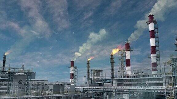汽油或热力发电厂-重工业设施虚构的-循环视频