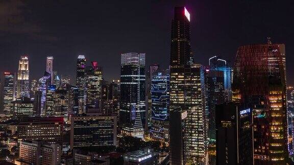 多彩的夜晚新加坡城市景观航空时间流逝视频