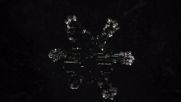 在显微镜下雪花的形成