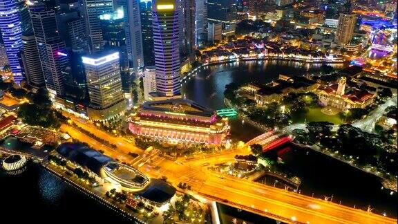 新加坡浮尔顿路夜间延时全景图
