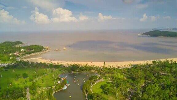 中国阳光日珠海市著名的海湾交通街道城市景观航拍全景4k时间推移