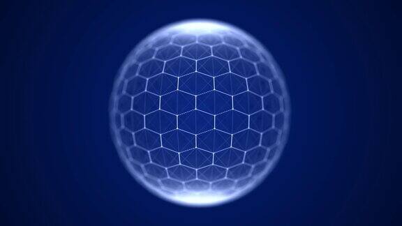 由六边形组成的球技术网格球与点和线现代的线框元素3d渲染