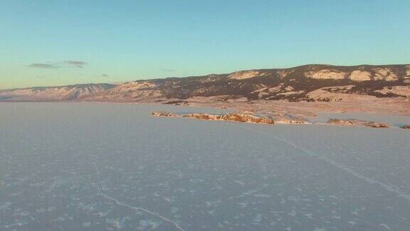 空中测量冬天贝加尔湖小海洋