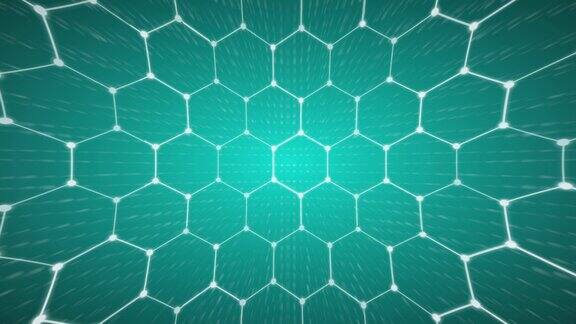 未来的六边形-白色表面墙网格概念与六边形新潮的科幻科技背景与六角形图案无缝循环