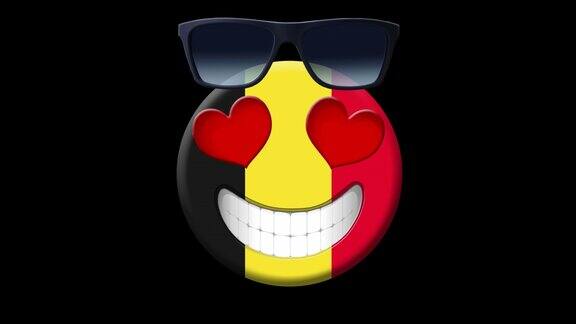 比利时由Alpha通道(透明背景)隔离的比利时国旗笑脸动画动画Emoji脸部图标动画表情比利时旅游