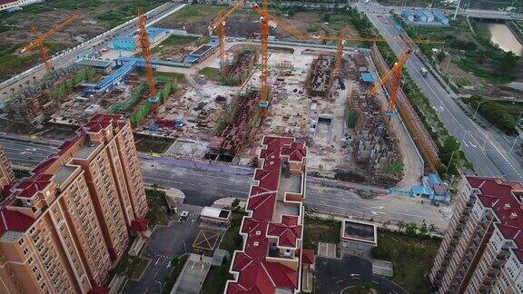 上海市区建筑工地实时鸟瞰图