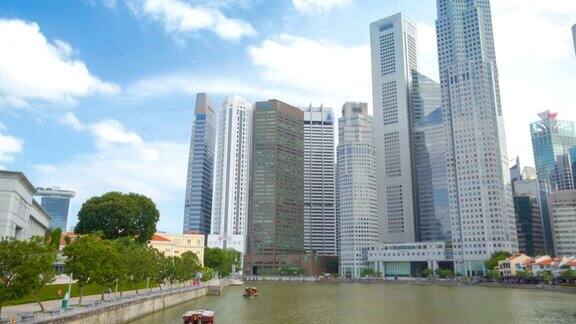 新加坡中央商务区白天的运动时间推移