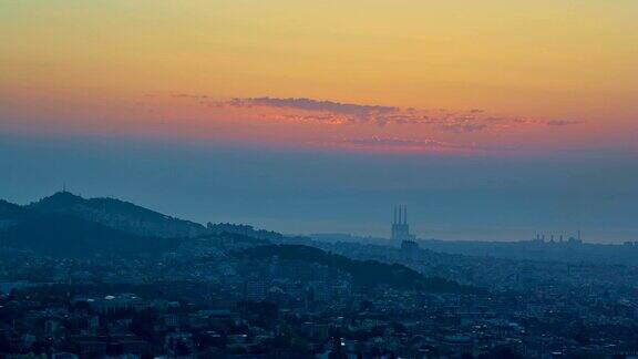 巴塞罗那的日出是阴天