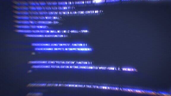 由程序员用一种编程语言发光的字母和数字编写数字代码的过程制作电脑程序的蓝色背景