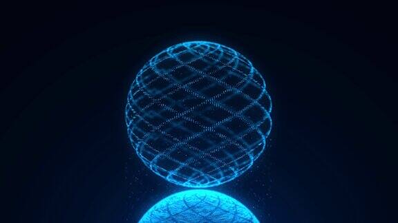 未来的蓝色球体的粒子和线条网络连接大数据抽象的技术背景3d渲染