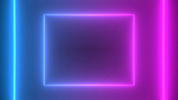 粉红色的蓝色方块缩放霓虹灯荧光棒讲台舞台抽象彩色背景与明亮的霓虹灯发光的光线和发光的线条背景循环的背景光速无缝循环动画