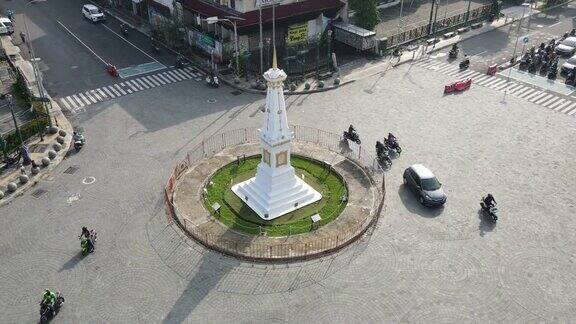 印尼日惹纪念碑(TuguJogja)的延时鸟瞰图