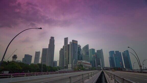 日光新加坡城市景观市中心交通街道全景4k时间
