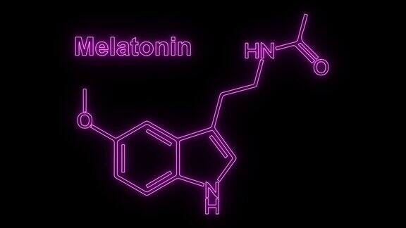 褪黑素化学分子式氖动画黑色背景连接的线与点背景