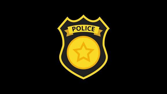 警察徽章在alpha通道中循环动画4k决议