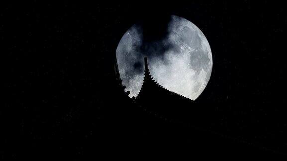 夜间的月升延时摄影