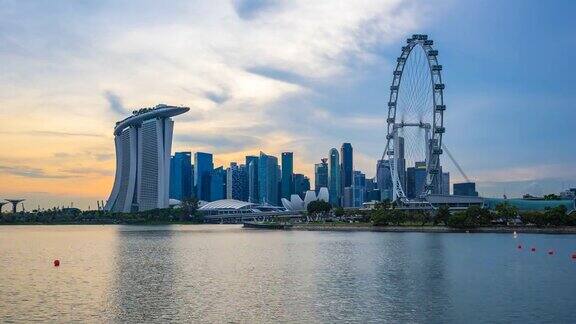 从白天到晚上的时间流逝视频在新加坡城市市中心地区的观点新加坡