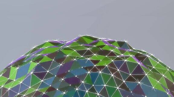 抽象几何背景三维动画概念:技术世界