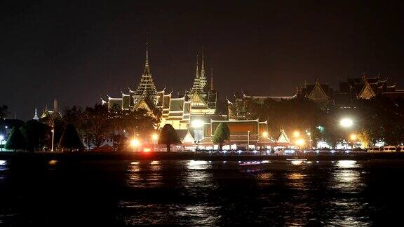 泰国曼谷大皇宫夜景的时间流逝