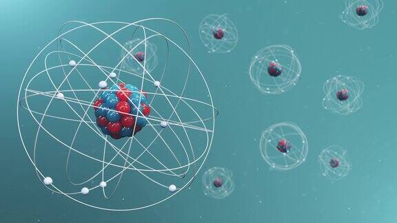 原子结构原子是构成化学元素的物质的最小层次核反应物理学科学中子和质子原子核可循环无缝4K3D动画