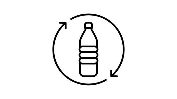 可回收塑胶水瓶透明背景线图标动画