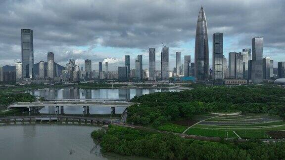 中国深圳美丽风景的航拍镜头