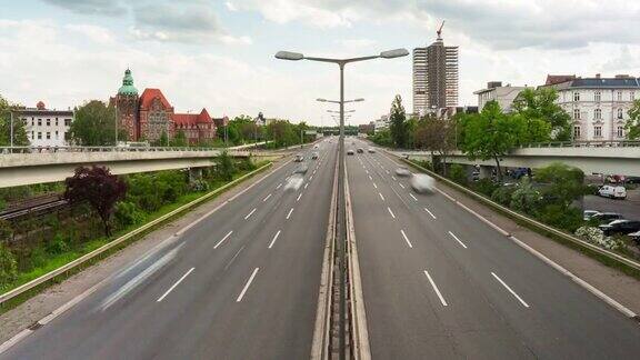 时间流逝在柏林中心高速公路德国4k