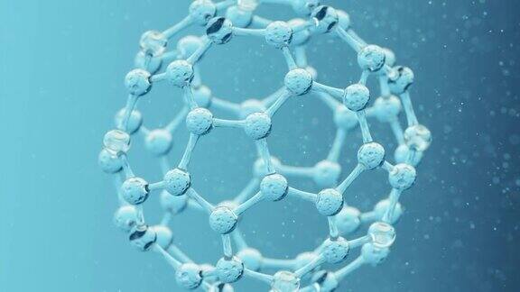 蓝色背景的化学分子3d渲染