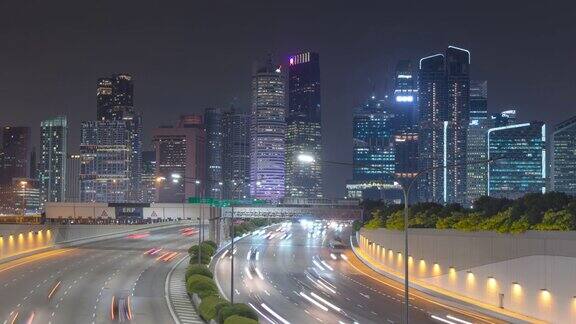 新加坡-2020年2月2日:时间推移视频4K美丽的时刻新加坡和商业和金融区现代建筑在新加坡市中心2020年2月2日