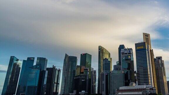 时间流逝新加坡日落与城市现代建筑