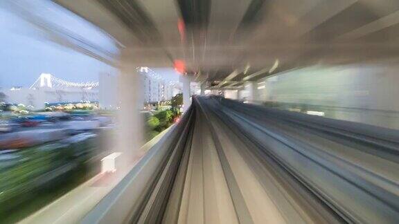 火车在隧道中移动的时间流逝通勤列车超速东京日本