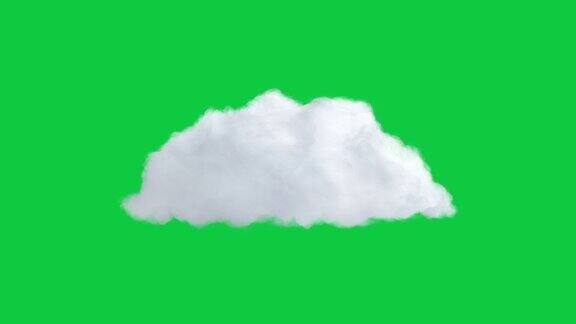 在绿色屏幕上浮动的程式化孤立云