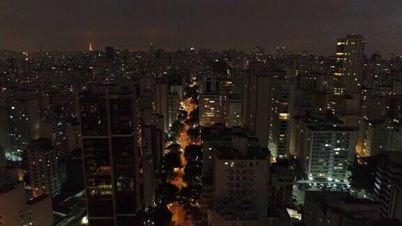城市夜景鸟瞰图巴西圣保罗商务中心金融中心地标商务旅行旅游目的地