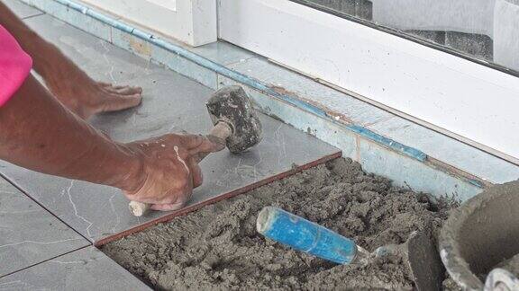 在施工现场用液体水泥制备瓷砖家装服务行业理念