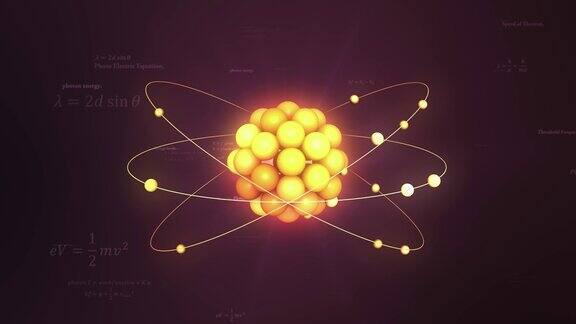 4k原子模型(电子、中子、质子)无缝循环