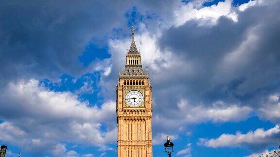 4K时间流逝英国伦敦的大本钟和威斯敏斯特大教堂