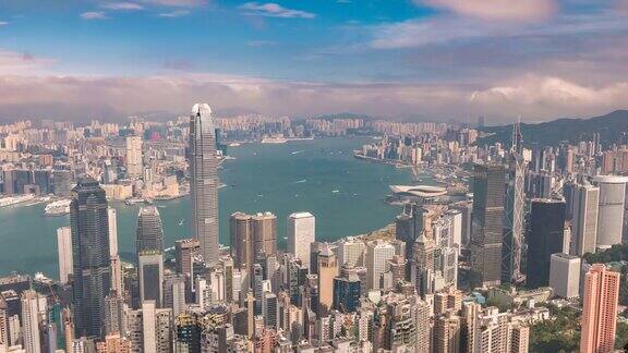 香港时间推移4K城市时间推移从香港太平山顶