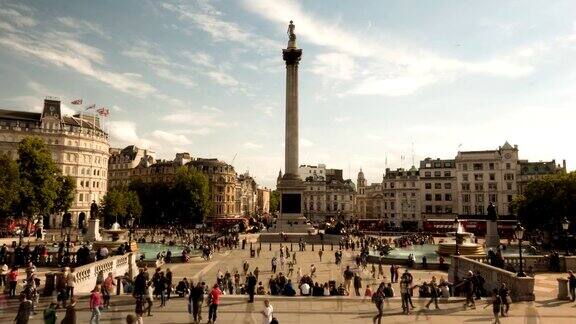 英国伦敦特拉法加广场的时间流逝