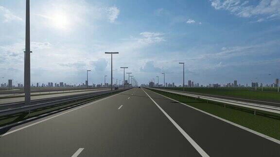 佛山市区高速公路上的路牌录像显示了进入中国城市