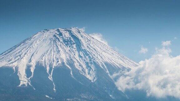 近景:日本山梨县富士山日光时间的延时